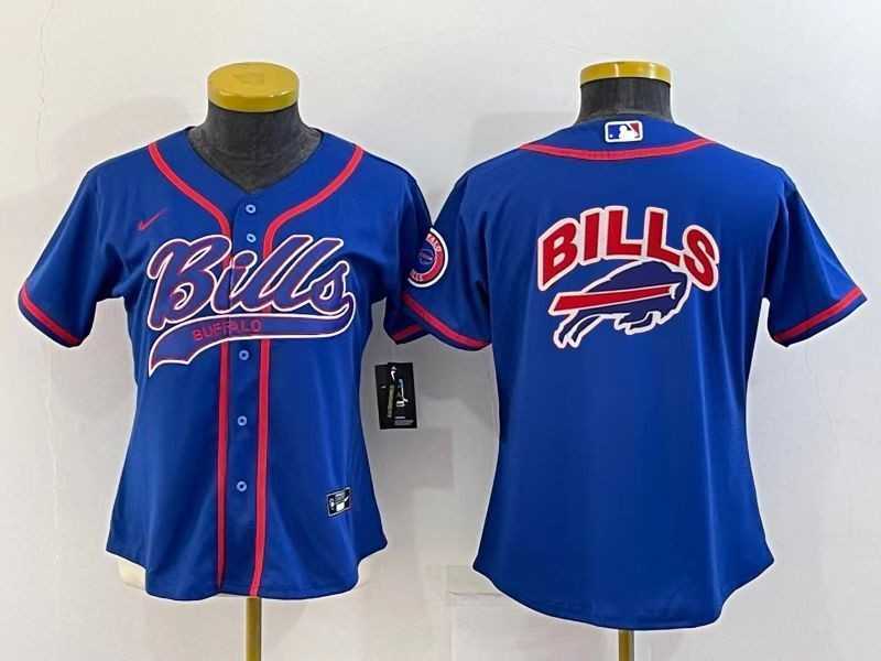 Womens Buffalo Bills Royal Team Big Logo With Patch Cool Base Stitched Baseball Jersey->women nfl jersey->Women Jersey